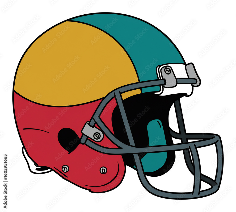 Naklejka premium 鮮やかカラー アメフトヘルメット図案