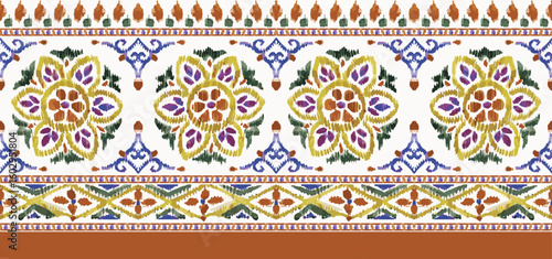 Traditional seamless Mughal Border Design. traditional mughal embroidery border design and decorative ornaments for textile print on fabric. digital repeat border design. 
