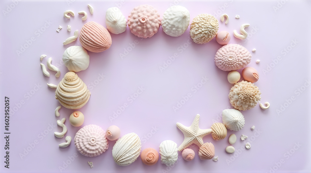 Obraz premium Lavender Clay Ocean Circle — Soft Pastel Marine World with Center Negative Space