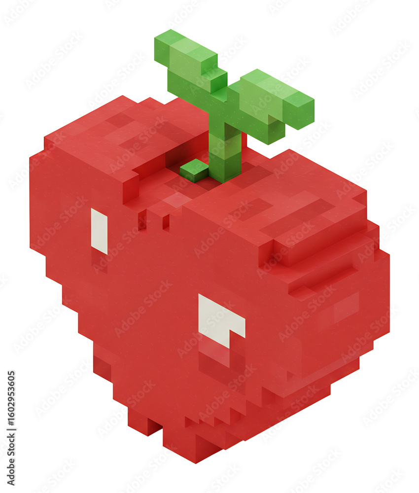 Obraz premium 可愛いピクセルリンゴ 芽吹き成長