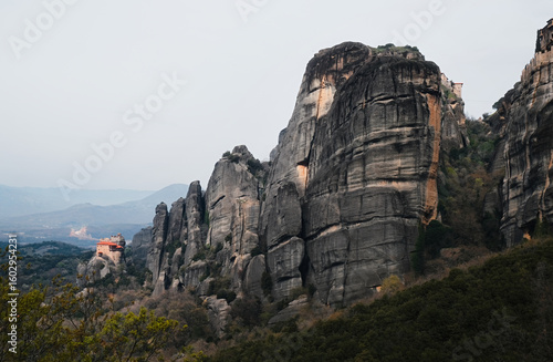 Meteora Monasteries: rock formation in the regional unit of Trikala, in Thessaly, in Greece, hosting one of the most impressive complexes of Eastern Orthodox monasteries. UNESCO World Heritage. 