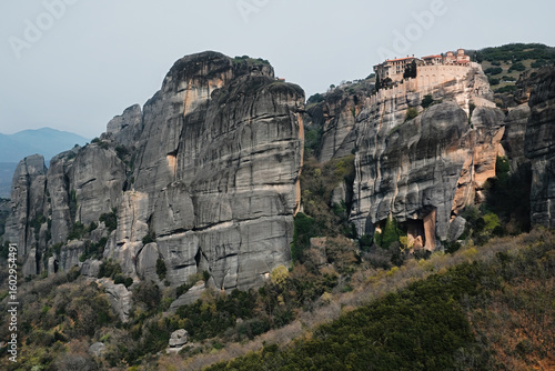 Meteora Monasteries: rock formation in the regional unit of Trikala, in Thessaly, in Greece, hosting one of the most impressive complexes of Eastern Orthodox monasteries. UNESCO World Heritage. 