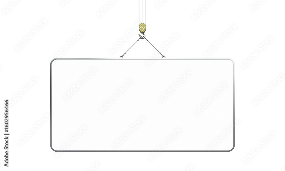 Naklejka premium Blank banner hanging crane on transparent background 3d