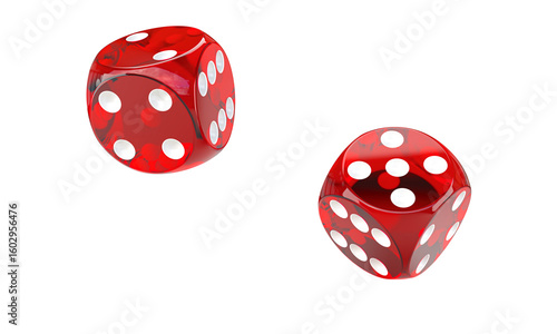 3d dice rolling on transparent background