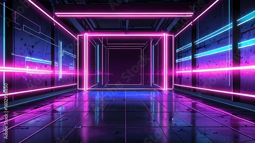 futuristic neon grid background, AI