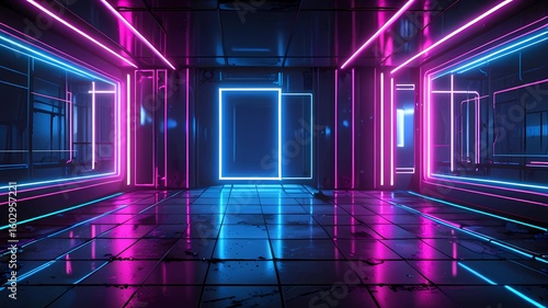 futuristic neon grid background, AI