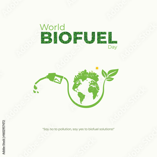 World Biofuel Day, Biofuel Day stock illustration, World Biofuel Day concept
