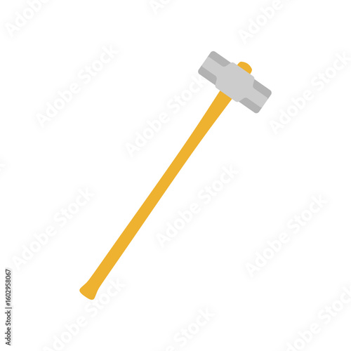sledgehammer flat design vector illustration isolated on white background. illustration for construction, demolition, industry, or graphic themes