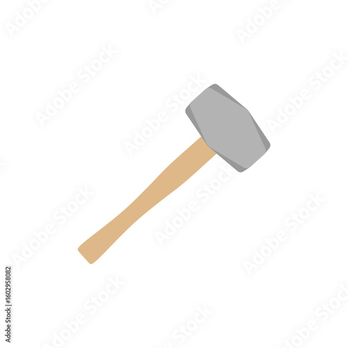 sledgehammer flat design vector illustration isolated on white background. illustration for construction, demolition, industry, or graphic themes
