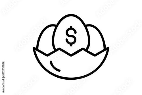 401k Retirement Nest Egg Line Art Icon – Minimalist SVG for Finance Apps & Websites