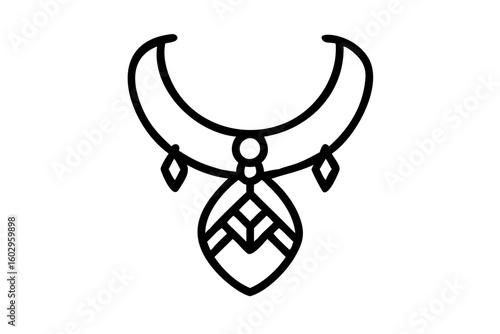 Minimalist Necklace with Pendant – Jewelry Line Art Icon in SVG