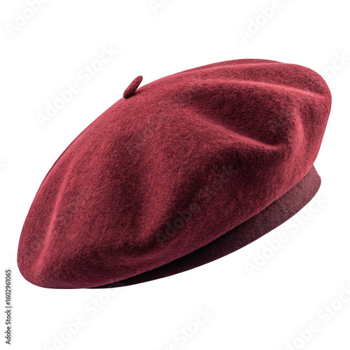 Crimson Beret Single, Isolated on Transparent Background, Fashion Accessory, Headwear, Winter, Beret, hat, apparel