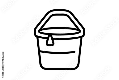 Minimalist Line Art of Bucket or Pail with Handle – Vector Illustration