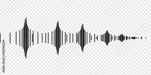 Abstract black sound wave vector for audio signal representation.