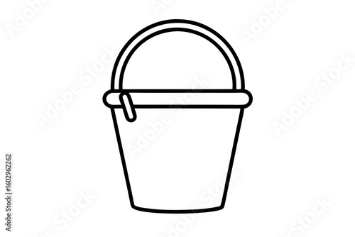 Minimalist Line Art of Bucket or Pail with Handle – Vector Illustration
