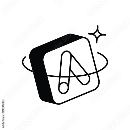 google ads glyph icon with white background vector stock illustration