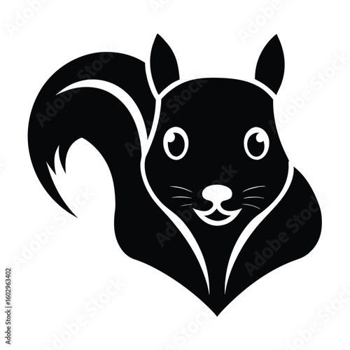 Stylized black silhouette of a squirrel s face