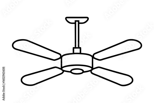 Ceiling Fan Icon – Flat Vector Illustration for Cooling and Air Circulation Apps