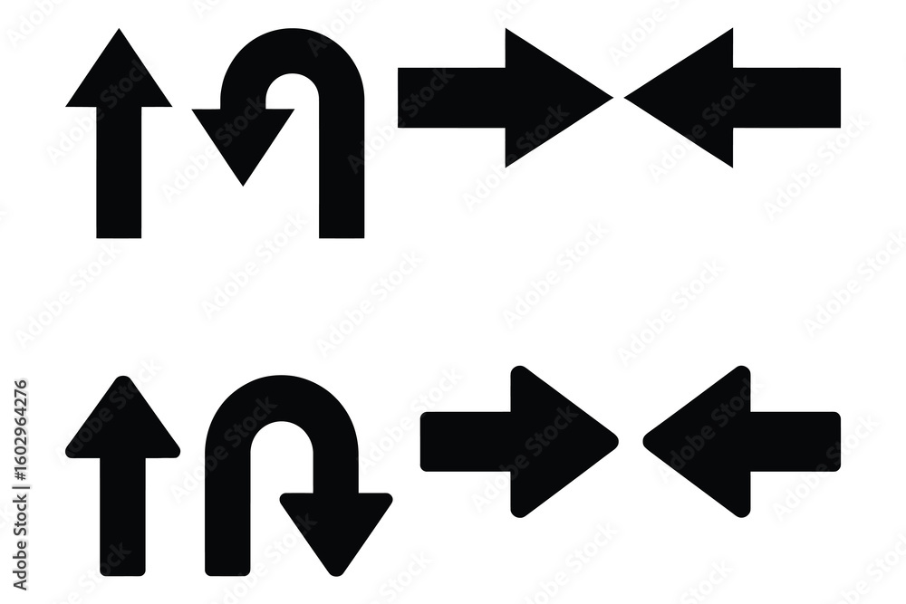 Black arrows pointing directions and converging down Black arrows pointing directions and converging down