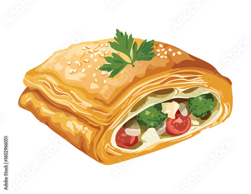 Cheese Herb Savory Pastry - Vector Illustration