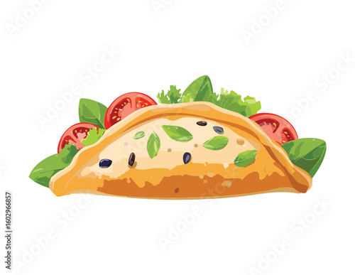 Delicious Savory Taco with Fresh Toppings - Vector Illustration