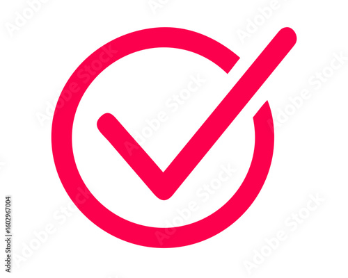 Red checkmark icon in a circle, symbolizing approval, completion, or correctness.
