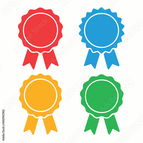 Four colorful award ribbons icons for website or app design.