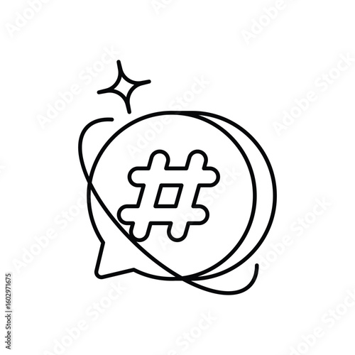 hashtag line icon with white background vector stock illustration