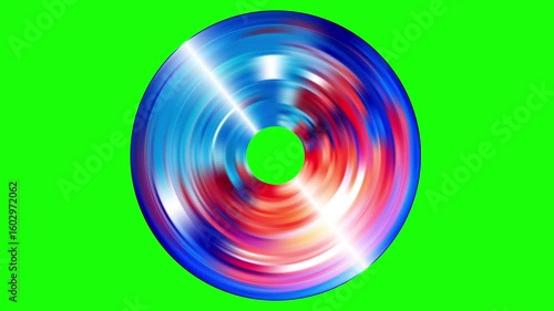 Colorful Glossy abstract vinyl disc CD animation loop. with vibrant swirling spinning gradient colors and light reflections. tech digital media, futuristic music poster