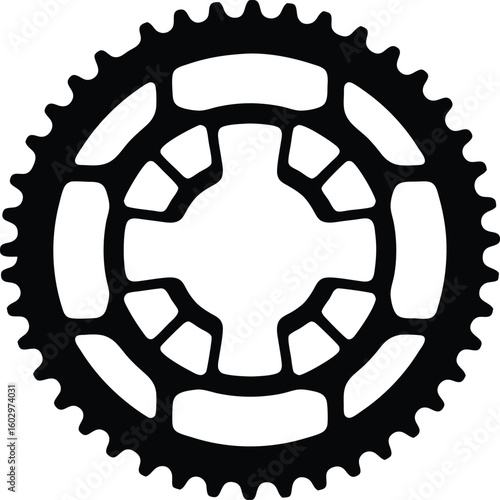 Black bicycle chainring isolated on white background vector illustration graphic element