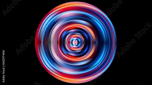 Colorful vibrant abstract vector concentric spinning animation loop circle with glossy gradient swirl. radial motion graphics, color wheel. circular pattern. music poster background.