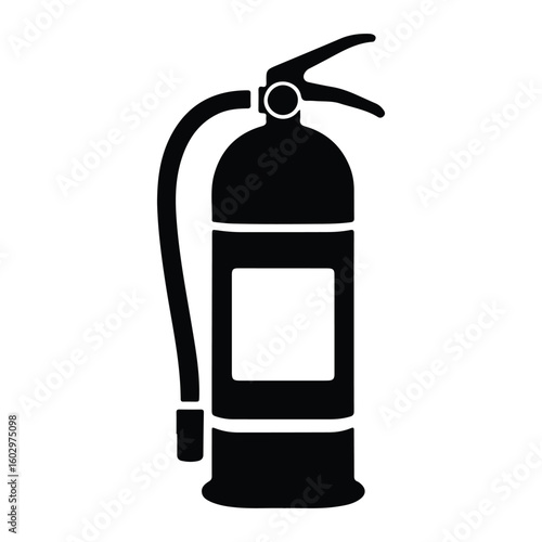 Fire extinguisher vector illustration. Graphic illustration of a fire extinguisher with safety symbols and text