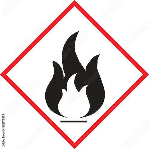 Flammable hazard symbol ghs pictogram for fire safety