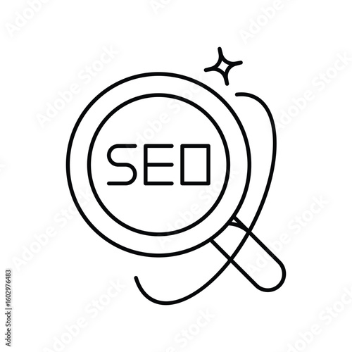 seo line icon with white background vector stock illustration