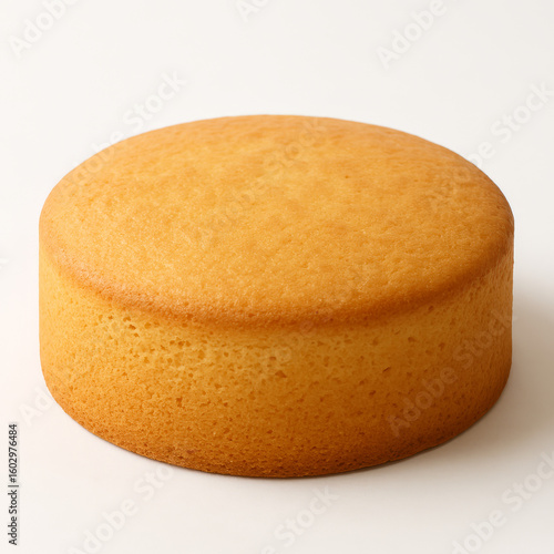 A simple and golden baked cake base isolated on white background