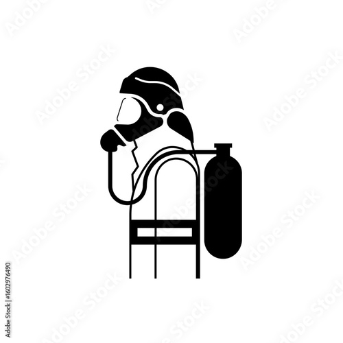 mandatory safety signs icon symbol only_use scba black and white color symbol only 