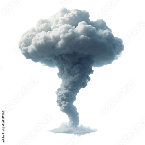 Intense tornado formation with dark clouds, png transparent background 