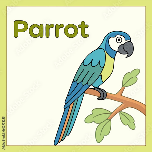 A colorful tropical parrot with a vibrant yellow and blue feather is isolated on white, showcasing its exotic beak and wild nature