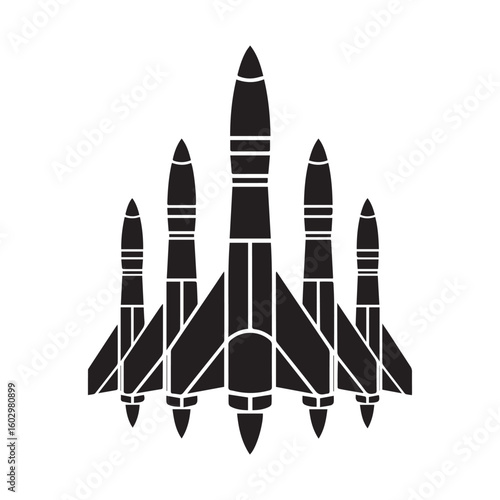 Space Rocket Launch Silhouette, Mission and Success Symbol
