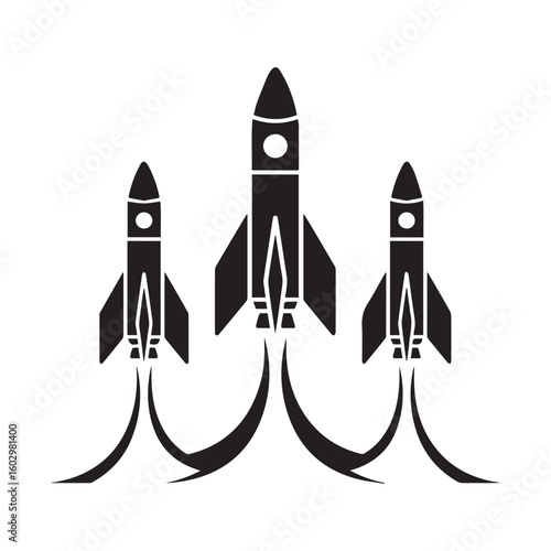 Rocket Ship Fleet Launch Vector Icon 