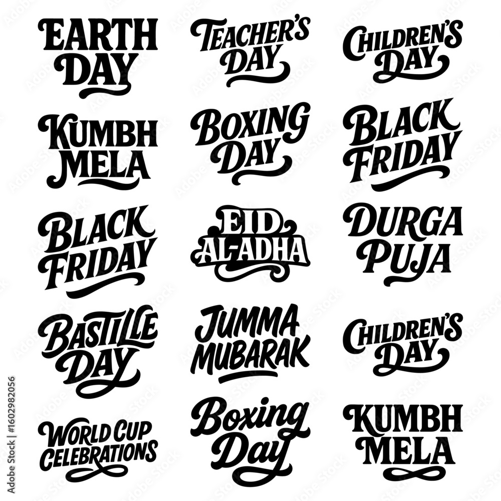 Fototapeta premium Seasonal Festival Holiday Calligraphy Vector Typography Bold Lettering Design