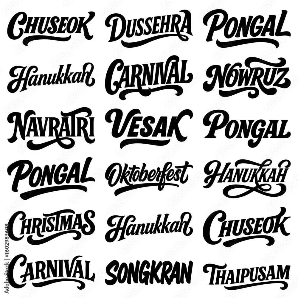 Fototapeta premium International Festival Calligraphy Typography Vector Cultural Holiday Celebration Lettering