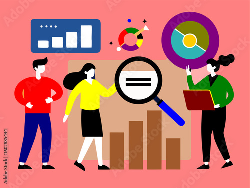 team analyzing marketing report