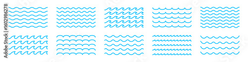 Wave line icon. Sea wave ornament pattern. Wavy zigzag lines. Editable line width