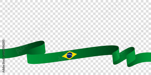 Brazil ribbon flag. Waving brazil flag ribbon in simple style with transparent background