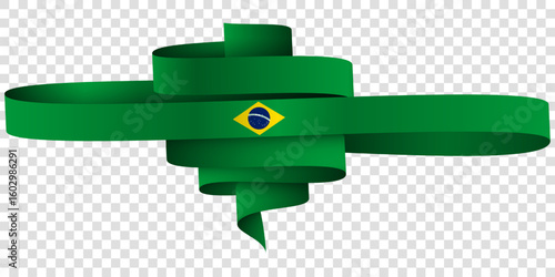 Brazil ribbon flag. waving brazil ribbon in loose roll style with transparent background