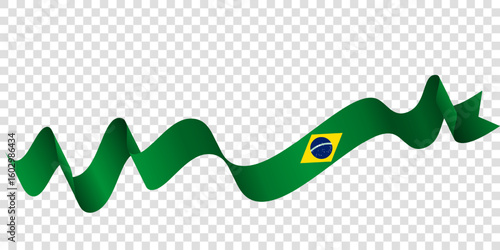 Waving brazil flag in transparent background for brazil independence day
