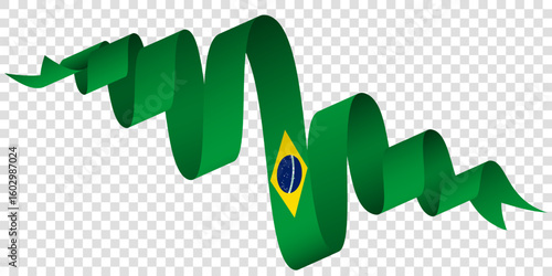 Brazil ribbon flag. waving brazil flag design in detached ribbon style