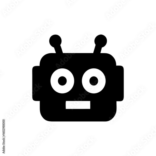 Friendly robot face with antennas silhouette