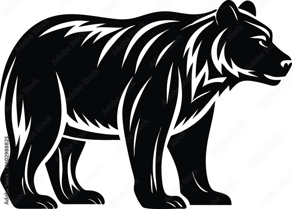 Obraz premium Stylized Bear Silhouette with Angular Line Art in Side Profile